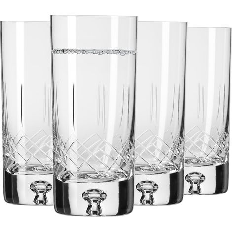 Verres à Eau, Jus et Cocktails 300 ml Lot de 4 Collection Saga Verre en Cristal Fait Main, Taillé comme Cadeau, Incolore Cut 3 (1/5)