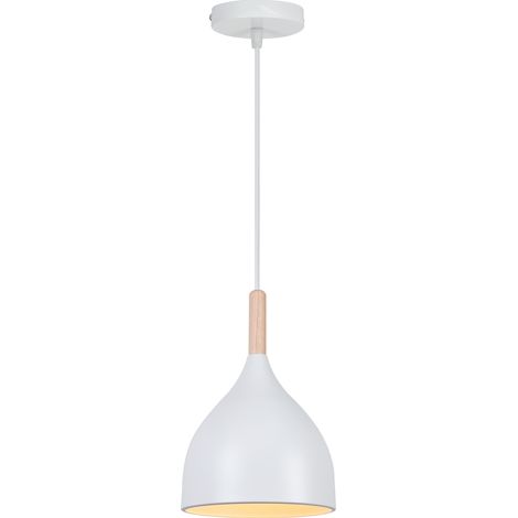 Moderne Lustre Suspension Industrielle Abat-jour Lampe Plafonnier en Fer E27 Luminaire pour Hôtele Chamber Café Bois Blanc (1/5)