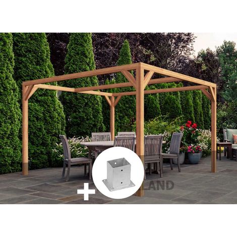 Pergola en bois lamellé-collé Caen 400 x 300 cm + 4 supports poteaux - Maderland