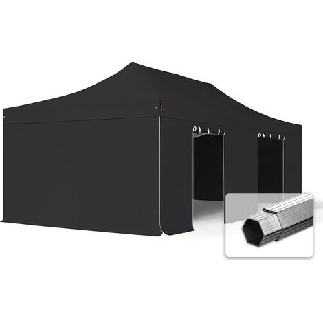 4x8 m Faltpavillon PROFESSIONAL Alu 50mm, Seitenteile ohne Fenster, schwarz