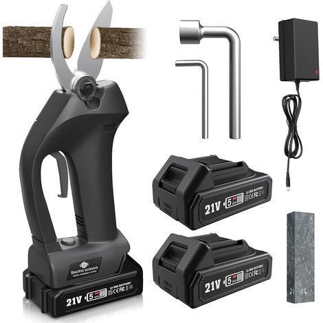 Sécateur Électrique Sans fil, 40mm Secateur Electrique, 2 x 1300mAh Batteries pour la taille, le jardinage, les arbres fruitiers et le vignoble Ciseau (1/5)