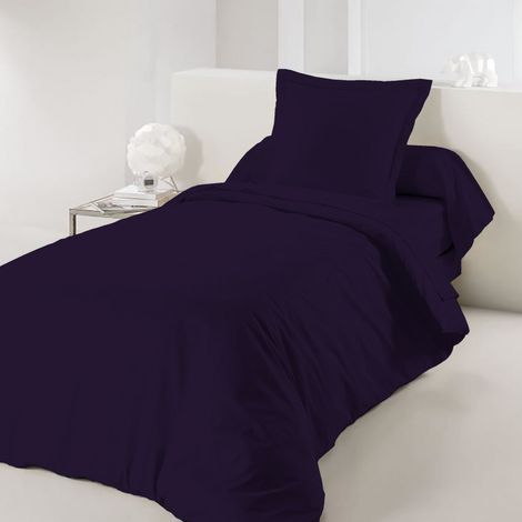 Housse de couette Prune 140 x 200 cm / 100% Coton / 57 Fils/cm² pour lit 1 place (1/2)