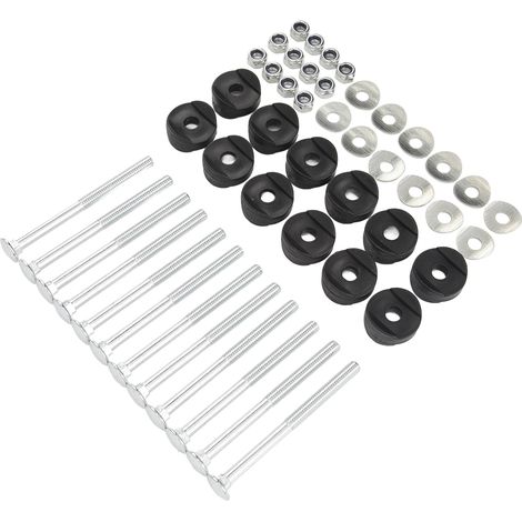 Lot de 12 vis à trampoline en acier galvanisé pour une stabilité accrue. Vis, boulons et écrous longs inclus. (1/5)