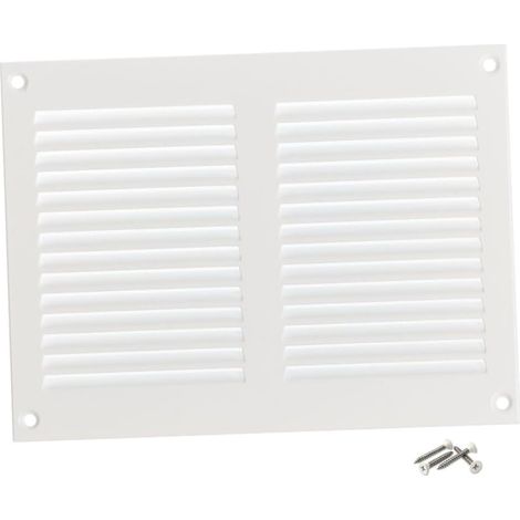 1 - Grille D'Aération - Registre De Ventilation - En Acier Galvanisé Avec Moustiquaire Intégrée Pour Mur Et Plafond Blanc 20x15cm (1/5)