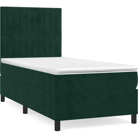 Lit simple  Lit adulte  Sommier à lattes de lit et matelas Vert foncé 80x200 cm Velours