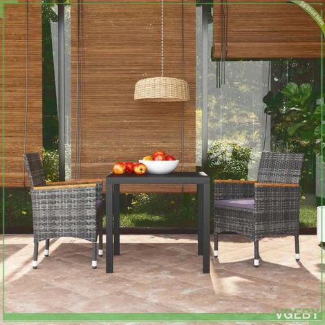 Ensemble à manger de jardin - FAFEICY - 3095027 - Résine tressée gris - 2 personnes - Table 80x80x74 cm (1/5)