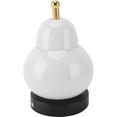 Pear Gourd Table Lamp Touch Control Stepless Dimmable 3 Light Modes Cordless Rechargeable Desk Lamp for Bedroom Bedside White (1/5)