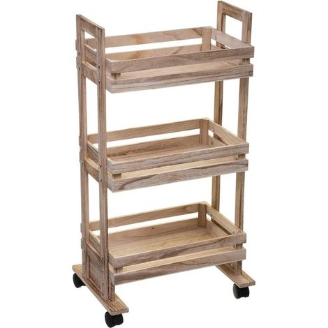 Chariot en bois Five Esprit sur roulettes, hauteur 82 cm (1/4)