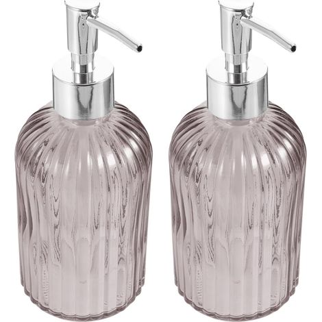 2-Piece 400ml Glass Pump Lotion Bottles, Portable Squeeze Bottles for Shampoo and Gel (1/5)
