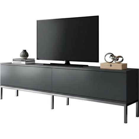 Dmora - Mueble de televisión Regulus, Aparador de salón, Mueble bajo para TV, Base de pared equipada, 180x30h47 cm, Antracita y Plata, con embalaje reforzado