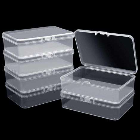 Lot de 6 petites boîtes de rangement en plastique transparent avec fermeture à pression pour vis, perles, bijoux, articles de bricolage
