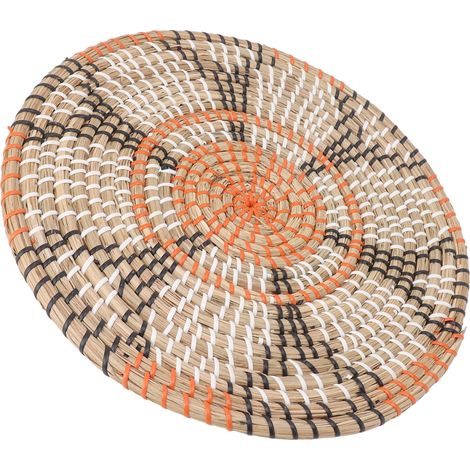 Set de table rond en jonc de mer style nordique, tapis de table innovant pour décoration de table et murale 34cm (1/5)