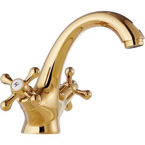 Retro Basin Faucet, Vintage Bathroom Mixer Tap, Gold MUMU (1/4)