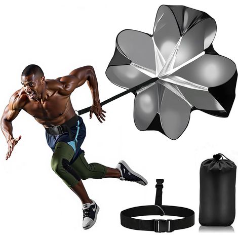 Parasol de résistance de 142 cm (56 pouces) - Tube de sprint pour l'entraînement de vitesse, les exercices de football et de soccer - Noir (1/5)