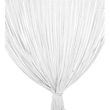 TENDA Mariel © SOFFICE a PERLINE in Stoffa Morbida Anti insetti antirumore a Fili BIANCO GHIACCIO Cm. 100x220
