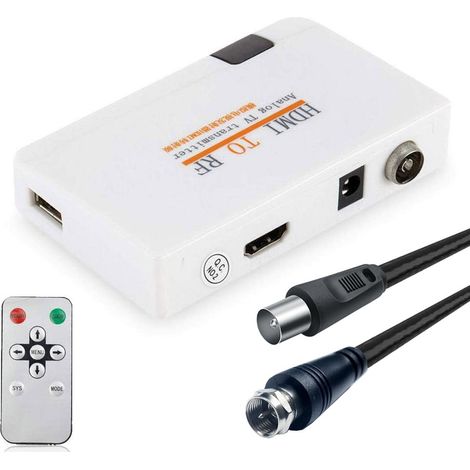 Convertisseur coaxial VHF avec modulateur RF HDMI et câble de type F mâle pour PS4, PS5, Xbox, Nintendo Switch, magnétoscope, lecteur DVD, Roku, Fire Stick, décodeur, entrée vidéo numérique HD vers so