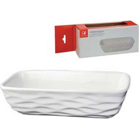 12PZ UMIDIFICATORE IN CERAMICA VASCHETTA RIGATA BIANCA - cm.10x6x24h.