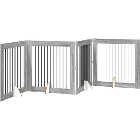 vidaXL Foldable Dog Gate with Stands 4 pcs Grey Sonoma 401 cm