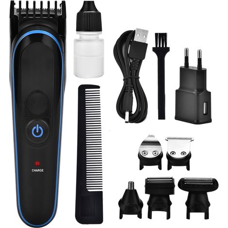 Rasoir électrique multifonction lavable, tondeuse à nez et épilateur, tête amovible, prise UE (1/5)
