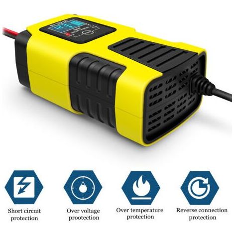 Chargeurs de batterie pour motos 6V/2A 12V/2A, chargeur intelligent entièrement automatique, désulfateur d'entretien portable (1/5)
