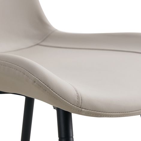 Ensemble salle à manger avec table ronde 100 cm en MDF noir imitation bois et 4 chaises grises en PU (1/5)