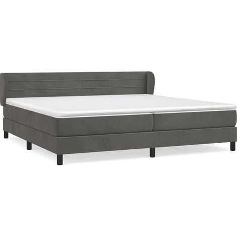 Maison Exclusive - Giroletto a Molle con Materasso Grigio Scuro 200x200 cm Velluto (1/5)