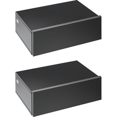 Set of 2 tables of bedside hanging with 1 drawer, fastening wall-mounted, style modern, 40 x 30 x 15 cm, black (1/5)