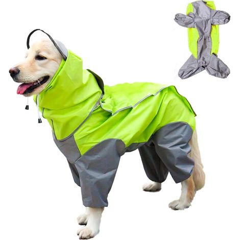 (26) Manteau imperméable pour chien avec capuche, veste de pluie légère pour chien, poncho de pluie pour chien, manteau imperméable ajustable pour chien (1/5)