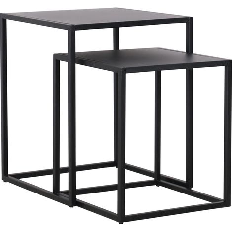 Juego de 2 mesas nido para salón acero negro mate 030008375