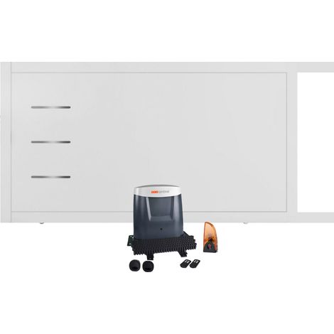 Portail coulissant électrique PVC blanc H 160 x L 350 BRIANCON - ouverture vers la droite (1/5)