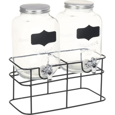 Beverage Dispensers 2 pcs with Stand 2 x 4 L Glass vidaXL (1/5)