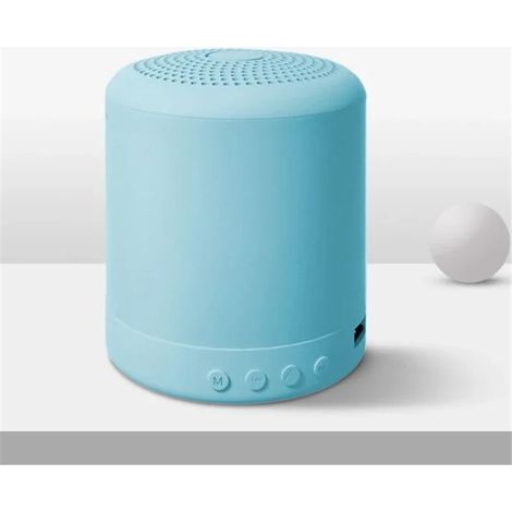 (Bleu) Enceinte Bluetooth cylindrique, sans fil et portable, qualité sonore HiFi, design élégant. (1/3)