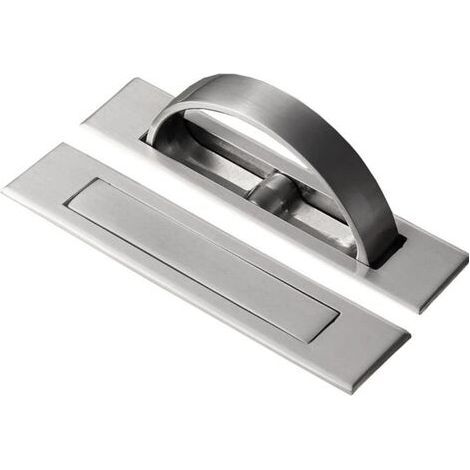 Poignées de porte encastrées en alliage de zinc, tatami, tiroirs cachés, poignées d'armoire avec vis, argent brossé, 2 pièces (1/5)