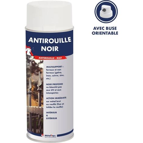 Metaltop – Antirouille noir 400 mL – Bombe aérosol mat – Protection métal jusqu'à 12 ans – Séchage rapide 30 min – Recouvrable après 4h (1/5)