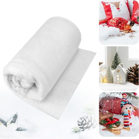 Couverture de neige artificielle de Noël, 80 x 150 cm, en coton blanc, tapis de neige doux pour la fabrication de décorations de Noël, crèche de Noël, (1/5)