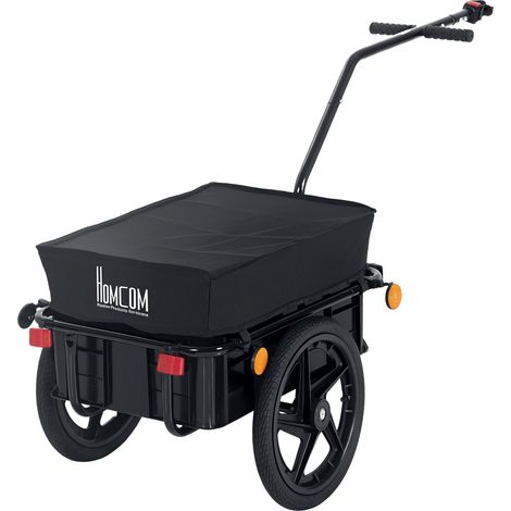 Remorque vélo 40 kg en toile Oxford avec réflecteurs et cadre en acier 144 x 59 x 80 cm Noir (1/5)