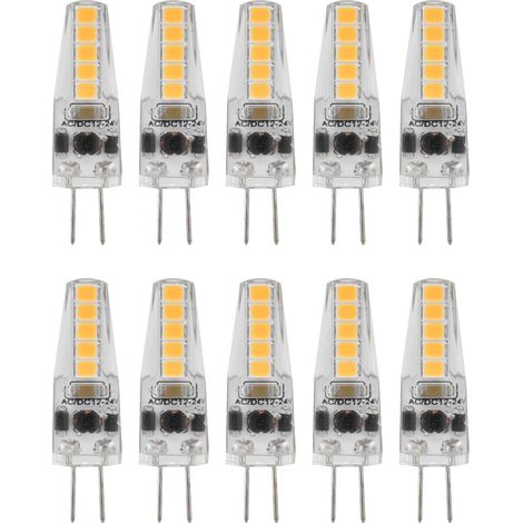 Ej.Life 10pcs Ampoules LED G4, 2W 3000K AC 12-24V Ampoules à Intensité Variable pour Lustre Plafonnier Lampe de Table Blanc Chaud
