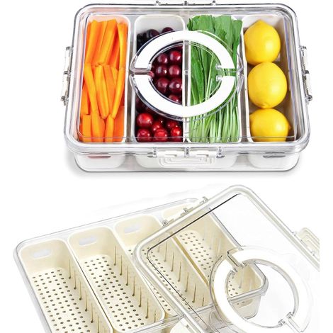 Boîte à collations, contenant lavable au lave-vaisselle, organisateur de rangement pour réfrigérateur, tiroir à salades (1/5)