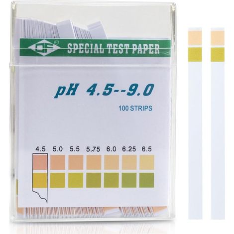 Kit de test Yalo : 100 bandelettes indicatrices de pH 4,5-9 (acide alcalin) pour eau et salive. (1/3)
