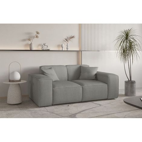Sofa Designersofa CELES PREMIUM 2-Sitzer in Stoff Scala Grau (1/4)