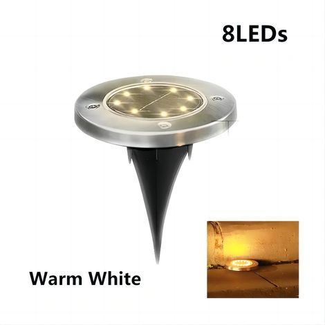 (1 lampe solaire LED blanc chaud - 8 LED - 1 pièce) Lampe solaire disque pour jardin extérieur, lampe solaire enterrée, projecteur, lampe LED solaire à enfouir, décoration de jardin (1/5)