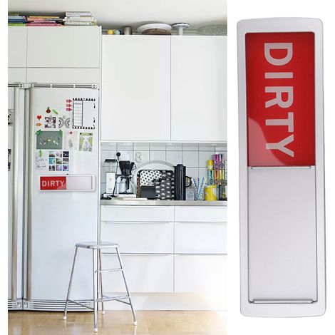 Panel de control magnético para lavavajillas – Indicador ergonómico “Limpio/Sucio” – Resina, 18 x 5 cm, Plata/Rojo/Verde, imanes potentes (1/5)