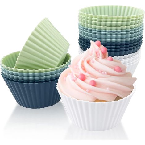 Lot de 24 Moule Muffins, Silicone Anti-Adhésif, Réutilisables Caissettes, Pour Pâtisseries Et Fêtes (1/5)