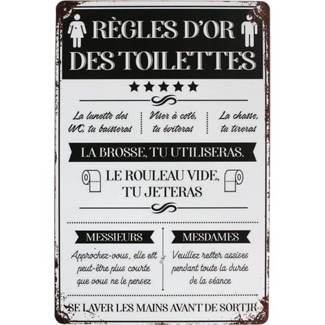 Règles Toilettes Plaque murale vintage en métal (1/5)