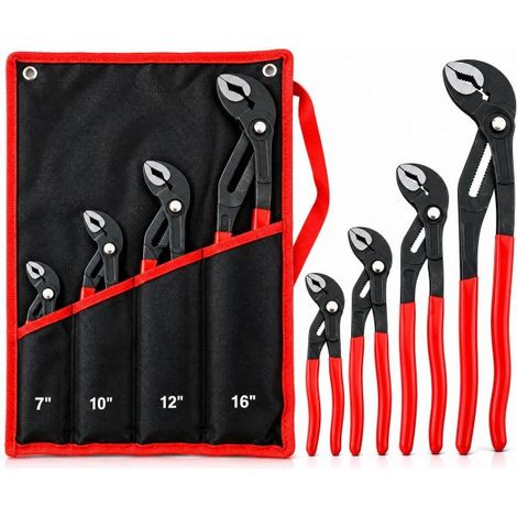 Set 4 Pinze Poligrip Pinza a Pappagallo con Pulsante Regolabile 7" 10" 12" 16" (1/5)