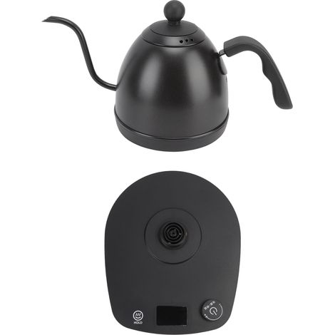Bouilloire électrique à col de cygne 600 ml, noire, avec commandes intelligentes, en acier inoxydable, ergonomique, pour la maison et le bureau, 220 V, prise européenne. (1/5)
