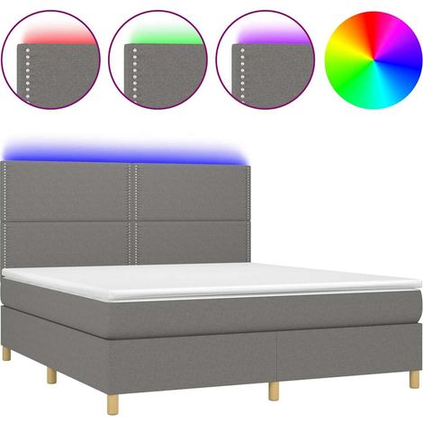 Maison Exclusive - Letto a Molle Materasso e LED Grigio Scuro 180x200cm in Tessuto (1/5)
