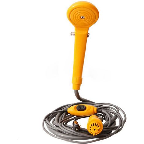 Douche de voiture portable réglable, débit d'eau ajustable, pour animaux et légumes, camping, 12V DC, jaune (1/5)