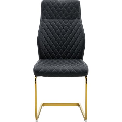 Ensemble table ronde en verre trempé 85 cm avec 4 chaises noires et dorées modernes pour salle à manger (1/5)