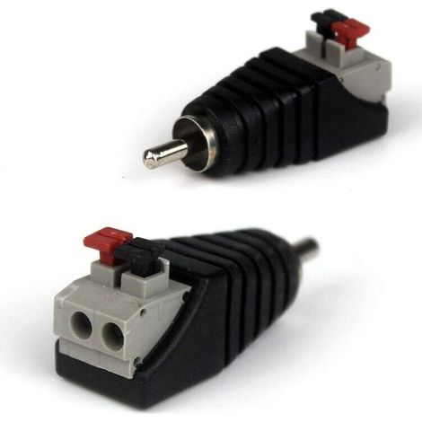 2-pin RCA plug/socket to 2-pin AV socket with spring-loaded plug adapter (1/5)